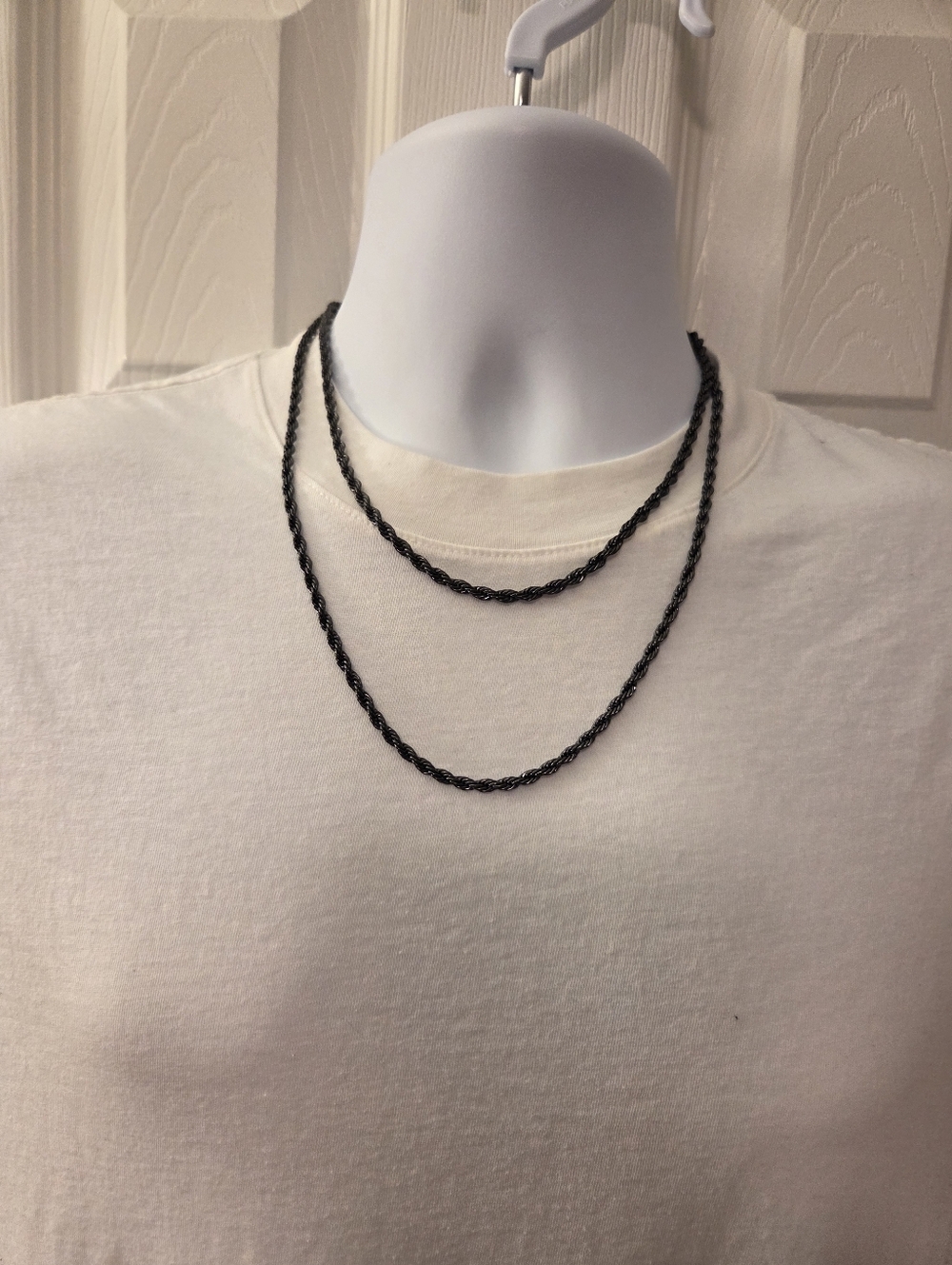 SET OF 2 BLACK ROPE NECKLACES 4MM